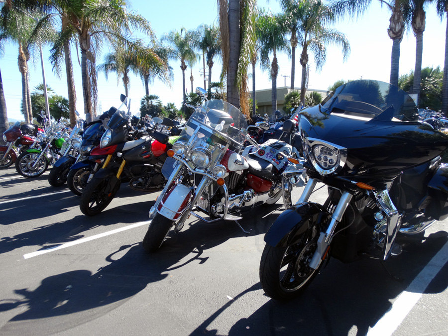 Motorcycles parked at Totally Kids